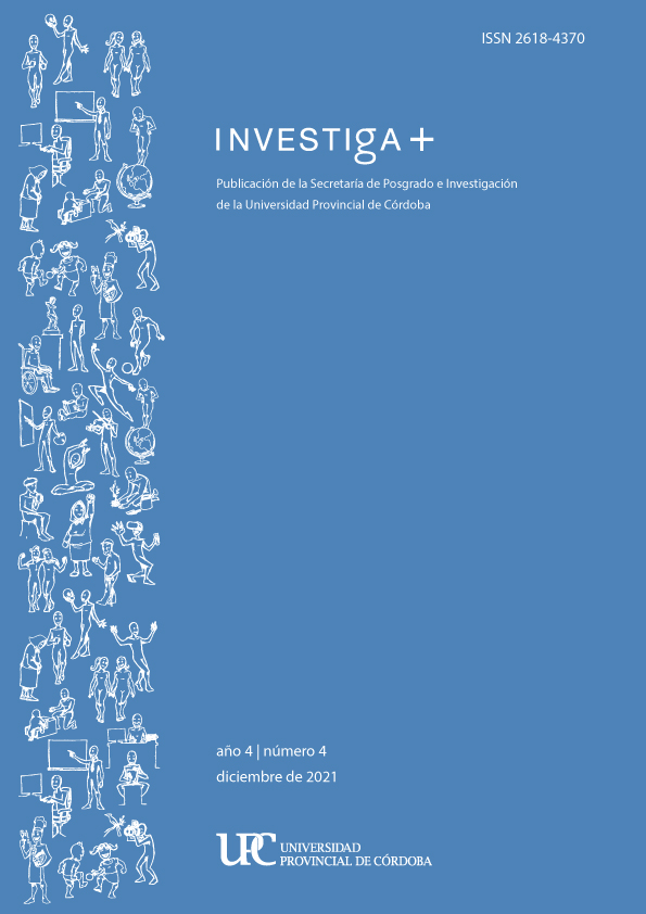 Tapa de la revista Investiga más Publicación de la Secretaría de Posgrado e Investigación de la Universidad Provincial de Córdoba Año 4